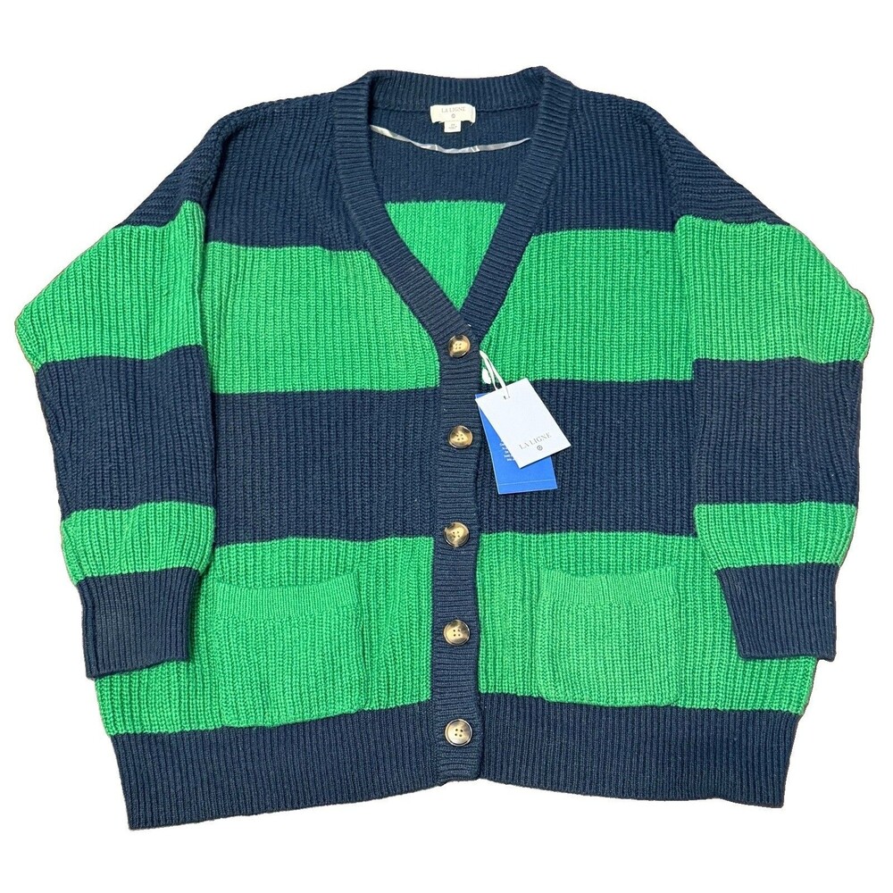La Ligne Button-Up Thick Sweater Cardigan Size 2X Women's Striped - Target